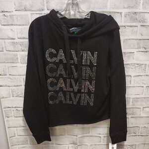 Calvin Klein Black Hoodie with Rhinestone Logo